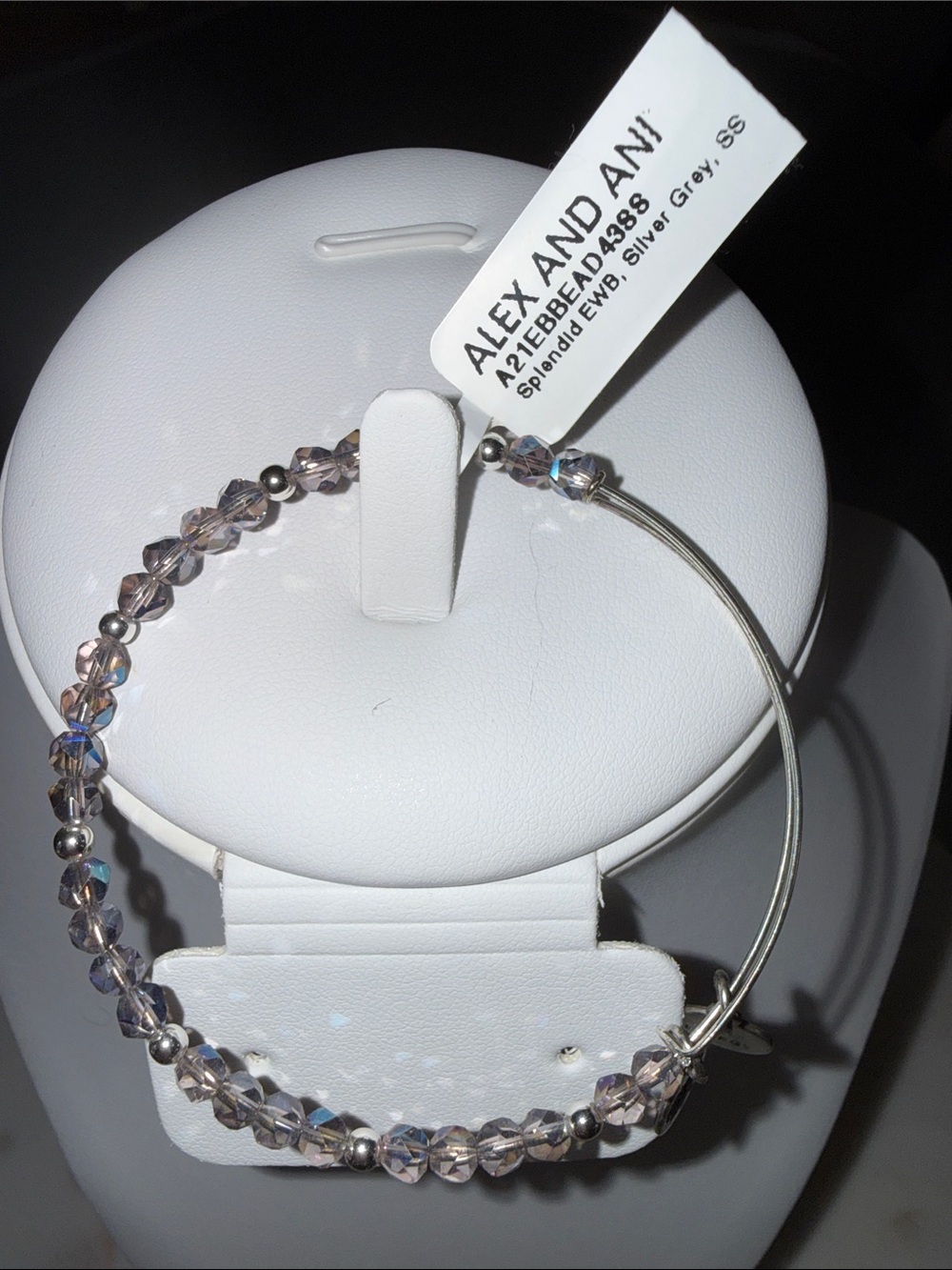 Alex and Ani Iridescent Gray Crystal Beaded Bangle Bracelet